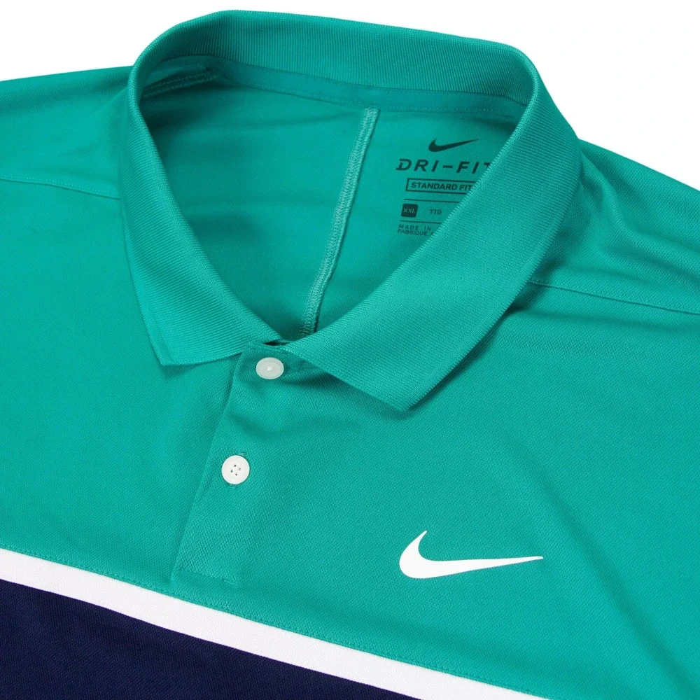Lot of 2 Nike Mens 2XL Dri-Fit Golf Polo Shirts Pink Grey Teal Navy Colorblock